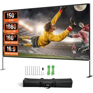 VEVOR Projektionsleinwand mit Ständer 381cm Tragbare Filmleinwand 16:9 Outdoor Indoor Beamer Leinwand 347 x 201.9cm Mobile Beamer Leinwand 160° VEVOR Projektionsleinwand mit Ständer 381cm Tragbare Filmleinwand 16:9 Outdoor Indoor Beamer Leinwand 347 x 201.9cm Mobile Beamer Leinwand 160°