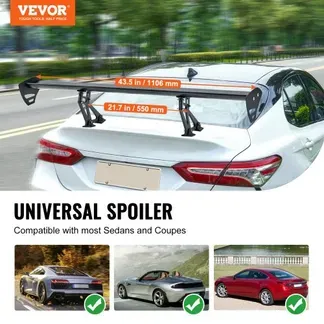 VEVOR GT Wing Autospoiler, 110 cm Universalspoiler mit Einzeldeck, verstellbares leichtes Aluminium, Auto-Heckspoilerflügel, Rennspoiler BGW/JDM Drift Schwarz VEVOR GT Wing Autospoiler, 110 cm Universalspoiler mit Einzeldeck, verstellbares leichtes Aluminium, Auto-Heckspoilerflügel, Rennspoiler BGW/JDM Drift Schwarz