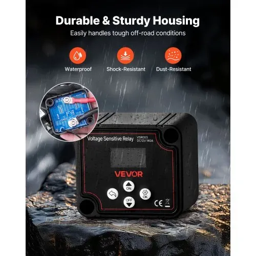 VEVOR Trennrelais, 12 V, 140 A, Doppelbatterie Isolator mit LCD-Bildschirm, intelligenter Batterietrennschalter für Lithium- und Blei-Säure-Batterien, für Auto, LKW, Wohnmobil, UTV, ATV, Boot – Bild 4
