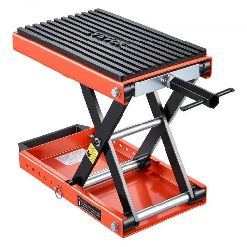 VEVOR Motorradheber 680 kg Tragkraft Motorradhebebühne mit Breiter Auflagefläche Sicherheitsbolzen 105-350 mm Höhenverstellbar Scherenheber aus Stahl für Straßenmotorräder Cruiser Schwarz Orange – Bild 9