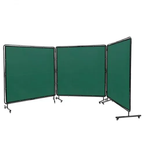 VEVOR 3-Panel-Schweißvorhang 1,8 x 1,8m Schweißschutzvorhang aus Flammhemmendem Vinyl Schweißschutzwand mit 6 Schwenkrädern und einem 6-stufigen UV-Schutz Schweißerdecke Schweißschutz Grün – Bild 10