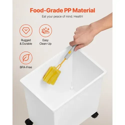 VEVOR Mehl und Reis Behälter Kapazität 15 kg, 3 Stück Aufbewahrungsbox Küche 25 x 35,5 x 43 cm, dreifach Vorratsdosen weiß Speicherung für Getreide und anderen Trockenwaren – Bild 3