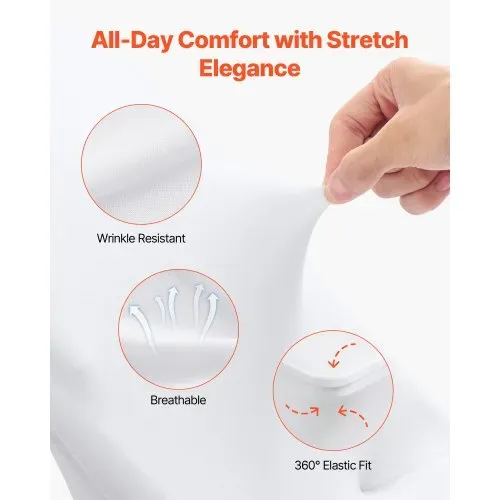 VEVOR Stuhlhussen Stuhlbezug Stretch 150 Stk. waschbarer & abnehmbarer Stuhlüberzug aus Polyester-Spandex für Hochzeitsfeiern Esszimmerbankette, passend für Klappstühle (45 x 46 x 77 cm) Weiß – Bild 2