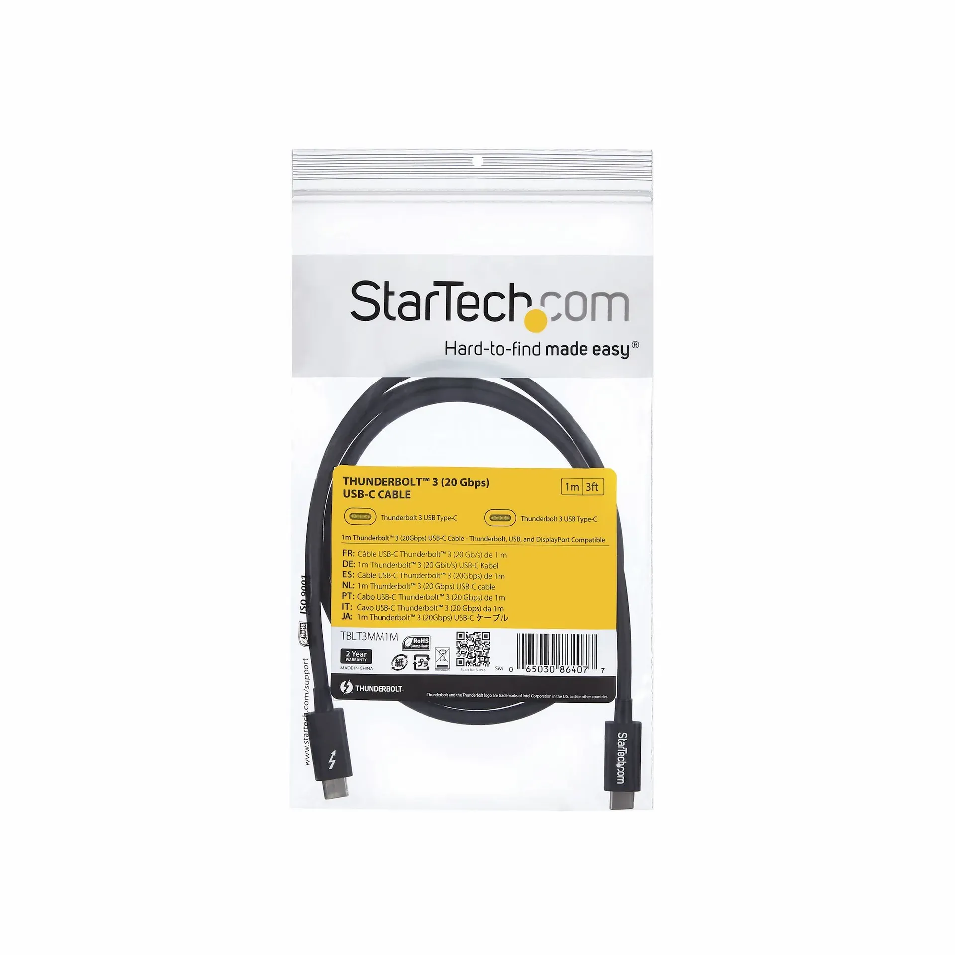 StarTech.com 1m Passives Thunderbolt 3 Kabel, 20Gbps, 100W PD, 4K Video, Thunderbolt Kabel, Kompatibel mit USB4/DP Alt Mode, Thunderbolt 4, USB 3.2/Typ-C – Bild 6