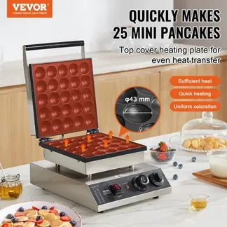 VEVOR Mini-Pfannkuchenmaker kommerzielle Dutch Mini Pfannkuchen Maschine, 25 Stk., 43 mm Durchmesser, Dorayaki-Backmaschine, 1700 W, Temperatur- und Zeitregelung, in Küchen, Cafés und Restaurants VEVOR Mini-Pfannkuchenmaker kommerzielle Dutch Mini Pfannkuchen Maschine, 25 Stk., 43 mm Durchmesser, Dorayaki-Backmaschine, 1700 W, Temperatur- und Zeitregelung, in Küchen, Cafés und Restaurants