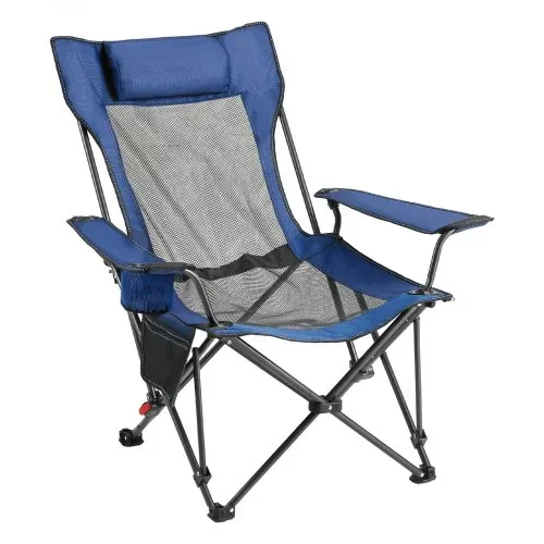 VEVOR Campingstuhl faltbar, Liegestuhl mit 4 verstellbaren Positionen, Relaxsessel Liege mit Getränkehalter, Netz-Strandstuhl mit Kopfstütze und Fußstütze, trägt 100 kg , für Outdoor Camping, blau – Bild 10