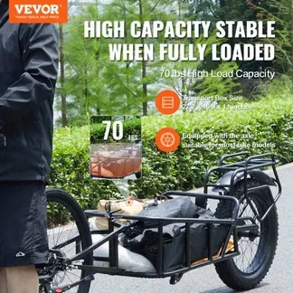 VEVOR Fahrradanhänger, 32 kg Tragkraft, Fahrradanhänger, Schnellverschlusskonstruktion mit Universalkupplung, 50,8 cm Räder, passend für die meisten Fahrradräder, Rahmen aus Karbonstahl VEVOR Fahrradanhänger, 32 kg Tragkraft, Fahrradanhänger, Schnellverschlusskonstruktion mit Universalkupplung, 50,8 cm Räder, passend für die meisten Fahrradräder, Rahmen aus Karbonstahl
