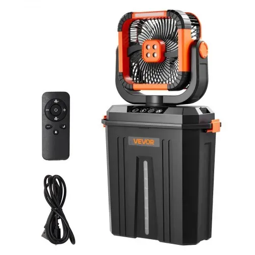 VEVOR Akku Camping Ventilator, 2400 U/min Motor, Outdoor Nebelventilator mit 12-L-Wassertank, 20000-mAh-Akku, 4 Gänge & 3 Beleuchtungsmodi, Wasserkühlung Nebelfan für Camping, Angeln, Reisen – Bild 8