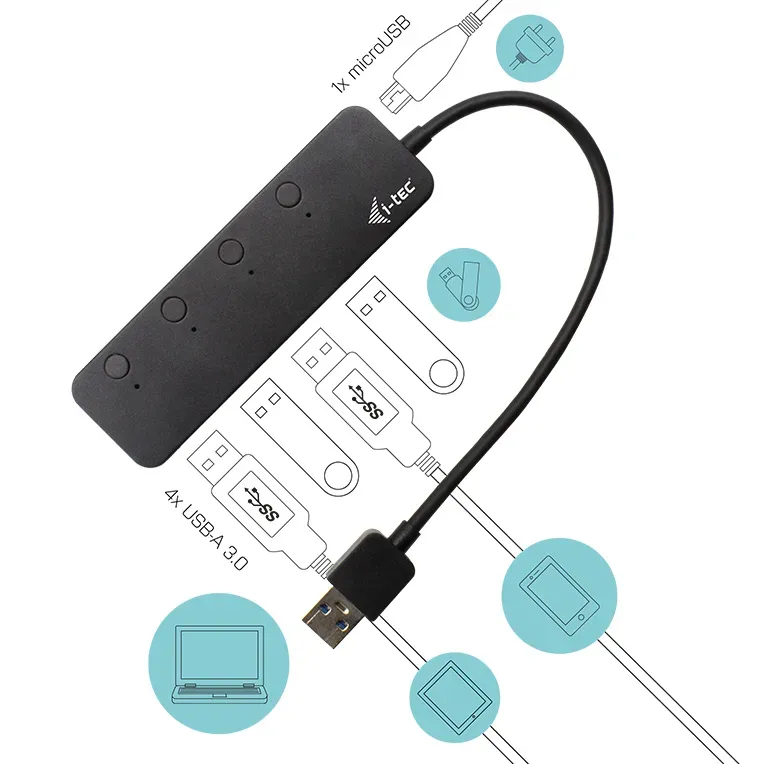 i-tec USB 3.0 Metal HUB 4 Port with individual On/Off Switches – Bild 4