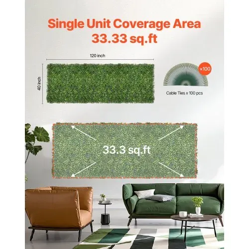 VEVOR Künstliche Hecke, 3000x1000x45mm, Künstliche Pflanzenwand, Buchsbaumpaneel für Dekoration im Innen- & Außenbereich & Efeu-Zaunbedeckung, Sichtschutz-Hintergrundwand, Heckenschirm für den Garten – Bild 5