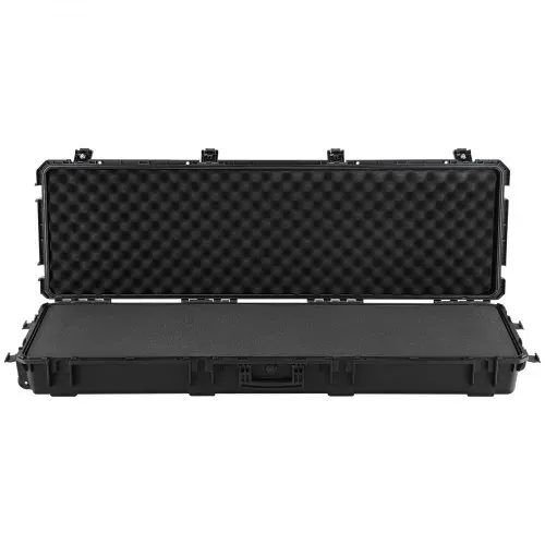 VEVOR Waffenkoffer mit Hartschale für Langwaffen, abschließbarer Gewehrkoffer mit vorgeschnittenen Schaumstoffen, Langwaffenkoffer Waffenaufbewahrung rollbar IP67 wasserfest, 139,1 x 43,5 x 18,8 cm Schwarz – Bild 8