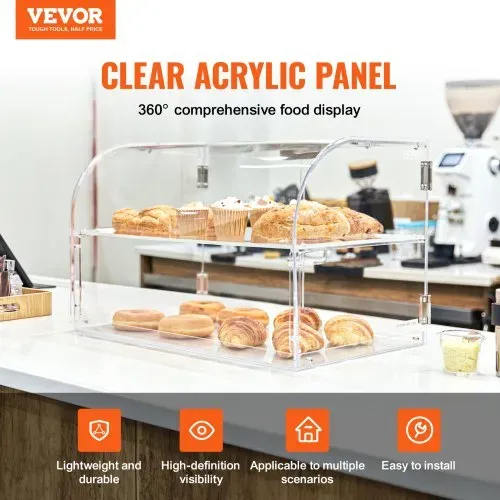VEVOR 3-stöckige Gebäck-Vitrine, Kommerzielle Bäckerei-Vitrine 558 x 356 x 356 mm, Acryl-Vitrine mit mit stabilen Doppelscharnieren, Bäckerei Konditorei Vitrine für Donut-Bagels, Kuchen, Kekse usw. VEVOR 3-stöckige Gebäck-Vitrine, Kommerzielle Bäckerei-Vitrine 558 x 356 x 356 mm, Acryl-Vitrine mit mit stabilen Doppelscharnieren, Bäckerei Konditorei Vitrine für Donut-Bagels, Kuchen, Kekse usw.