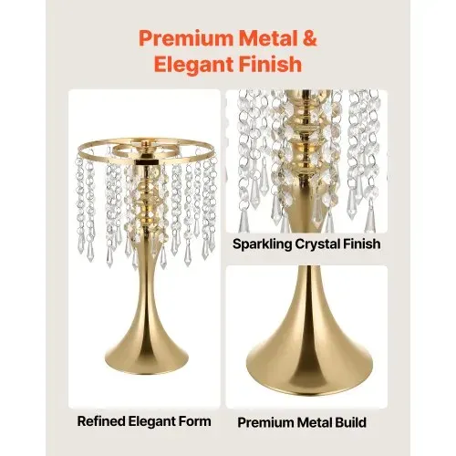 VEVOR 20 Stk. Hochzeitsvasen Tafelaufsatz Blumenvasen für Hochzeit 33,5 cm Hoch, Metall Tafelaufsatz Vasen mit Blumenständern Kristalldeko, Tischvase für Hochzeiten Party Jubiläumsfeier Zeremonie, Gold – Bild 3