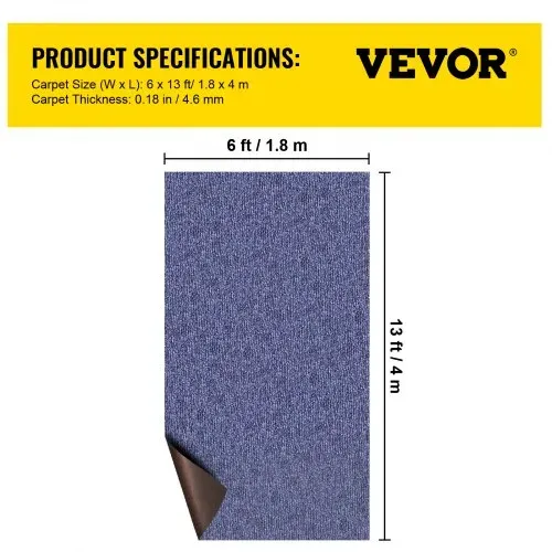 VEVOR 1,8 x 4 m Teppich Terrassen Teppiche Polyesterfaser und TPR Teppiche Rutschfest und Wasserdicht, für Terrassen, Decks, Eingangsbereiche, Wintergärten usw.(1,8 x 4 m Blau) – Bild 6