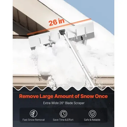VEVOR Schnee Dachrechen, 66 cm Alu-Klinge, 142–606 cm verstellbarer Schneeschieber mit Rädern, Schneeräumwerkzeug mit rutschfestem Griff, Hausdachrechen zum Entfernen von Laub & Schnee VEVOR Schnee Dachrechen, 66 cm Alu-Klinge, 142–606 cm verstellbarer Schneeschieber mit Rädern, Schneeräumwerkzeug mit rutschfestem Griff, Hausdachrechen zum Entfernen von Laub & Schnee