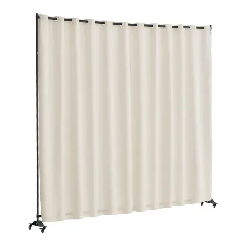 VEVOR Raumteiler Trennwand Paravent Stellwand Einzelpanel, Tragbarer Sichtschutz für Büro Schlafzimmer Esszimmer Arbeitszimmer Balkon, Raumtrenner Rollbar (308,5 x 45 x 245,5 cm), Beige – Bild 10