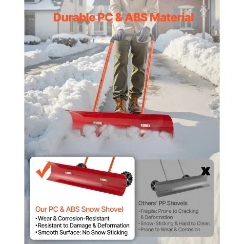 VEVOR Schneeschaufel auf Rädern, 955 mm Schneeschieber mit bidirektionaler Klinge, 90° verstellbarer Griff, Schneeräumer aus Kunststoff, Schneepflug, Schneeschippe zum Reinigen der Einfahrt – Bild 2