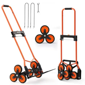 VEVOR Treppensackkarre klappbar, Sackkarre 54 kg Tragkraft, Treppensteiger mit Teleskopgriff, 6 Rädern & 2 Spanngurten, Transportkarre, Treppenkarre, ideal für Haushalt, Einkauf & Lager VEVOR Treppensackkarre klappbar, Sackkarre 54 kg Tragkraft, Treppensteiger mit Teleskopgriff, 6 Rädern & 2 Spanngurten, Transportkarre, Treppenkarre, ideal für Haushalt, Einkauf & Lager