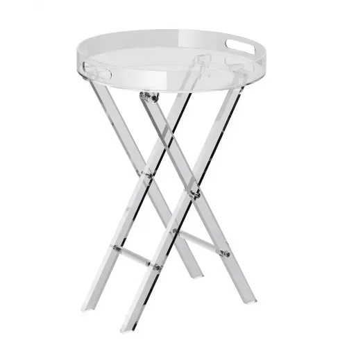 VEVOR Acryl-Klapptisch mit Tablett φ40 x 58 cm, Acryl-Beistelltisch mit Klappbarem X-Bein, Acryl-Beistelltisch für Kaffee, Getränke, Essen, Snacks, Couchtisch für Wohnzimmer, Schlafzimmer usw. – Bild 8