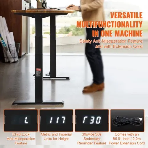 VEVOR Schreibtisch Gestell mit Doppelmotor, einstellbare Höhe 65-129 cm und Länge 110-178 cm, elektrisches Tischgestell, ergonomische Arbeitsstationsbasis, 3 Positionen (nur schwarzer Rahmen) – Bild 5