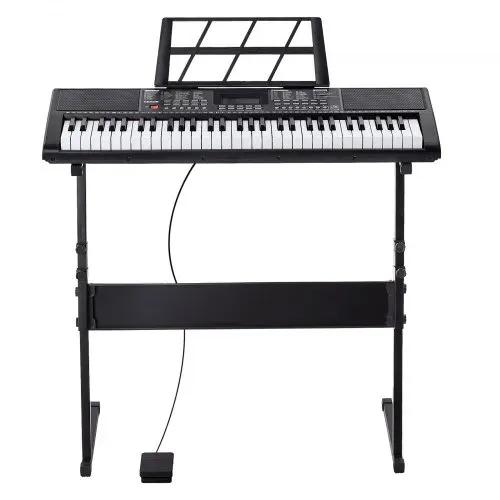 VEVOR 61-Tasten-Digitalklavier, beleuchtete Tasten, tragbares elektrisches Klavier mit verstellbarem Ständer, 600 Töne, 500 Rhythmen, integrierte Lautsprecher, Sustain-Pedal, Kopfhörer, Mikrofon, USB-MIDI für Anfänger – Bild 9