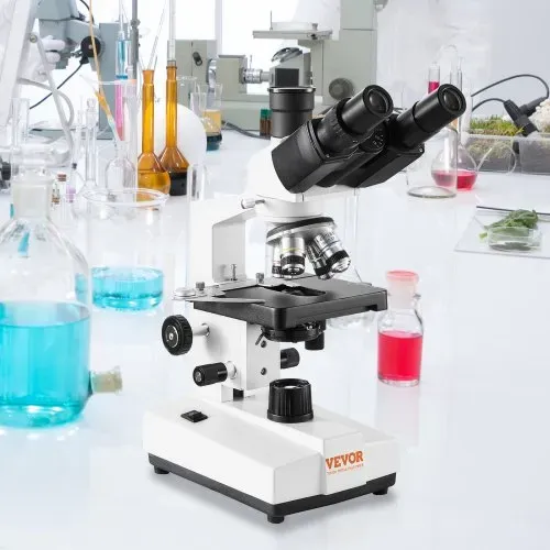 VEVOR Trinokulares Mikroskop 10X, 25X, 2X Hilfslinse Compound Mikroskop, Objektive 4X, 10X, 40X, 100X, Labor Auflicht Mikroskop Vergrößerung 40-5000, 100–240 V Labormikroskop
Verbundmikroskop – Bild 7