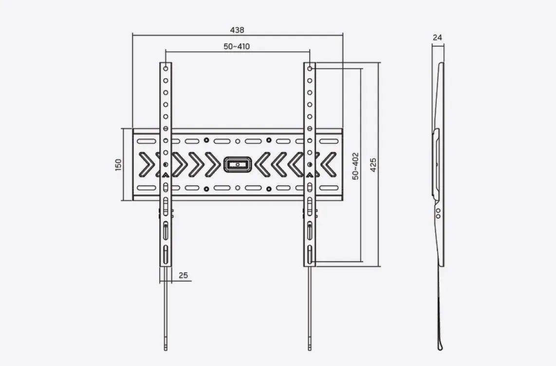 Edbak VISARIO - Einfache flache Wandhalterung für Bildschirme von 43" bis 75", maximale Tragkraft 45 kg – Bild 3