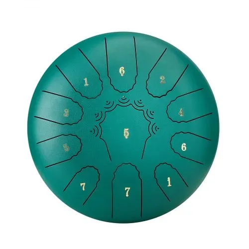 VEVOR Stahltrommel, Ø254 mm 11 Tönen, Regentrommel, C-Dur, mit Notenbuch & Schlägeln, Perkussionsinstrument für Meditation, Yoga & musikalische Anfängerausbildung, Steel Tongue Drum Grün – Bild 10