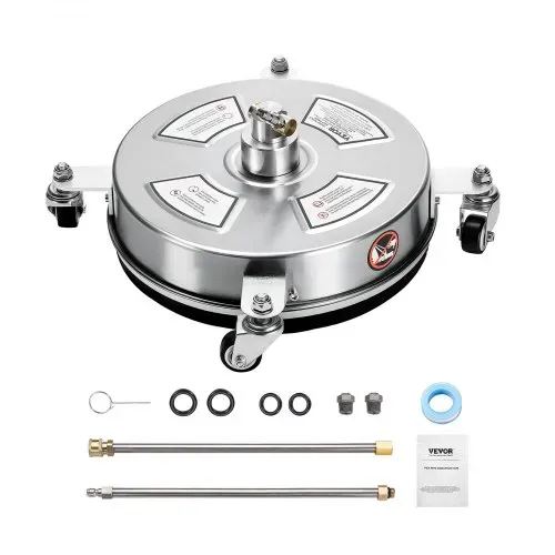 VEVOR 325 mm Hochdruckreiniger, Oberflächenreiniger, Flächenreiniger aus Edelstahl mit 4 Rädern, max. 4000 PSI, 6,35 mm Schnellanschluss, 2 Sprühdüsen, 2 verlängerte Stäbe für Beton, Terrasse, Deck – Bild 7