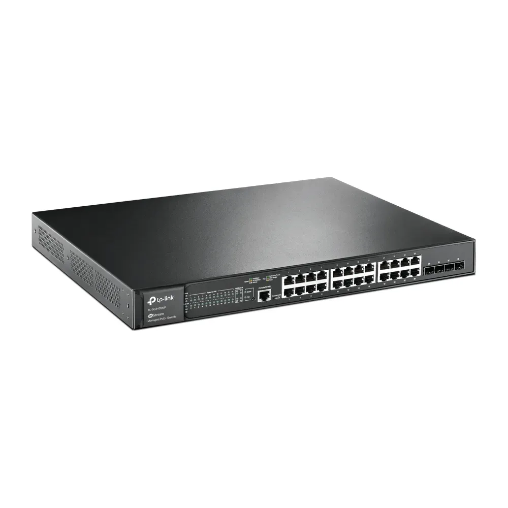 TP-Link Switch full managed Layer2+ 28 Port • 24x 1 GbE • 4x SFP • PoE Budget 384 Watt • 24x PoE at • 4x SFP • 19” • Omada • SG3428MP – Bild 2