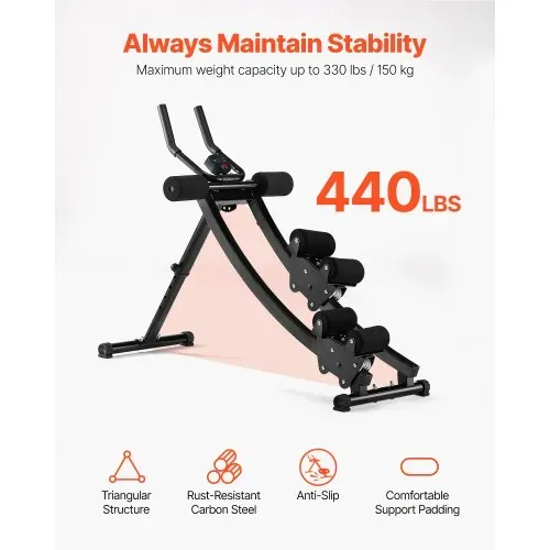 VEVOR Bauchmuskeltrainingsgerät Bauchtrainer AB-Maschine für Fitnessstudio, Bauchtrainer 200 kg Gewichtskapazität, Bauchmuskeltrainer für Krafttraining, klappbares verstellbares Fitnessgerät – Bild 2