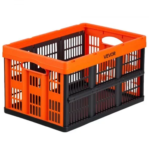 VEVOR Klappbox 45 L 6er-Pack, Faltbare Aufbewahrungsboxen aus Kunststoff, Stapelbare Klappkörbe mit Griffen, Tragkraft 15 kg pro Box, Klappkiste, Ideal für Haushaltsorganisation, Orange & Schwarz – Bild 9