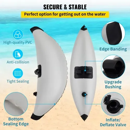 VEVOR Kajak Ausleger Stabilisator 2,1 - 2,4 m Einstellbare Länge Paddelboot, 36 cm Breite Schwimmer Stabilisator Set, 2 Stück Wildwasserkajak, PVC Schwimmausgleichszubehör für aufblasbares Kanuboote – Bild 2