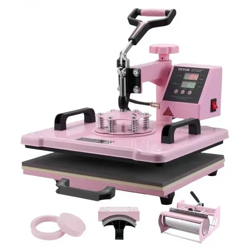 VEVOR Hitzepresse Transferpresse 30x38cm 5 in 1 Tumbler Presse T-Shirts Rosa – Bild 8