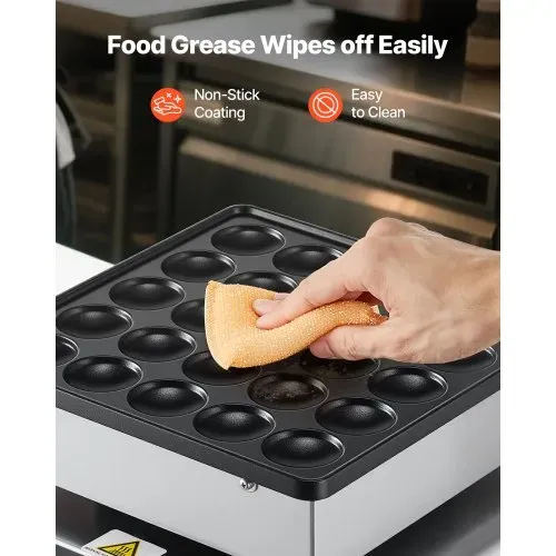 VEVOR Mini Pfannkuchenmaker Dutch Muffin Waffeleisen mit 43 mm Durchmesser, antihaftbeschichteter Poffertjes-Grill aus Edelstahl, elektrischer Mini Pancake Bäcker für Zuhause Küche Restaurant – Bild 3