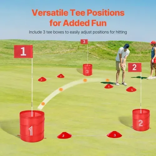VEVOR Golfspiel Set, 3-Loch-Golfplatz, Übungsspiele für Golf im Eimer, Golf-Chipping-Spiel für den Außenbereich, tragbares Outdoor-Golfspiel für Rasen, Hof, Camping, Park, Strand – Bild 5