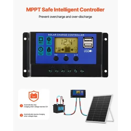 VEVOR 12V Monokristallines Solarpanel-Kit 25 W, Batterieladegerät mit intelligentem MPPT-Controller & verstellbarer Halterung, IP67 wasserdicht für Auto, Boot, Wohnmobil, Motorradanhänger – Bild 2