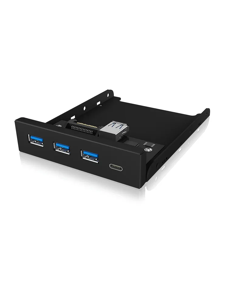 ICY BOX IB-HUB1418-i3, 4 Port USB 3.2 Gen 1 Frontpanel für 3,5" Einbauschacht, 3x USB Type A und 1x USB Type-C® Anschluss – Bild 2