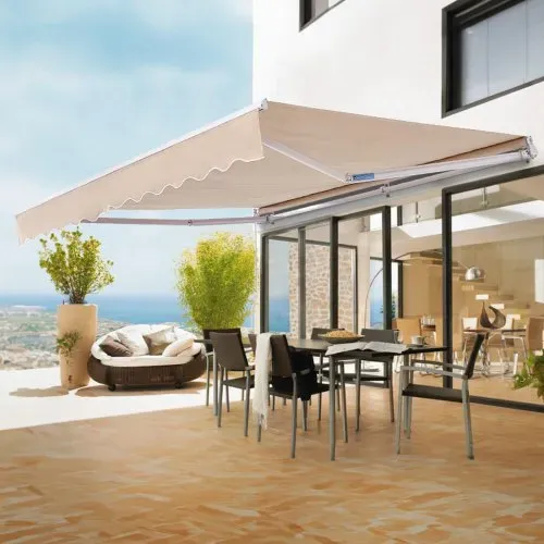 VEVOR Manuell Einziehbare Markise, 304,8 x 243,84 cm Außenterrassen-Markise Sonnenschutz, Wasserabweisendes Polyester, Terrassentür-Fenster-Markise, Sonnenschutz mit Kurbel für Hinterhof, Balkon – Bild 7