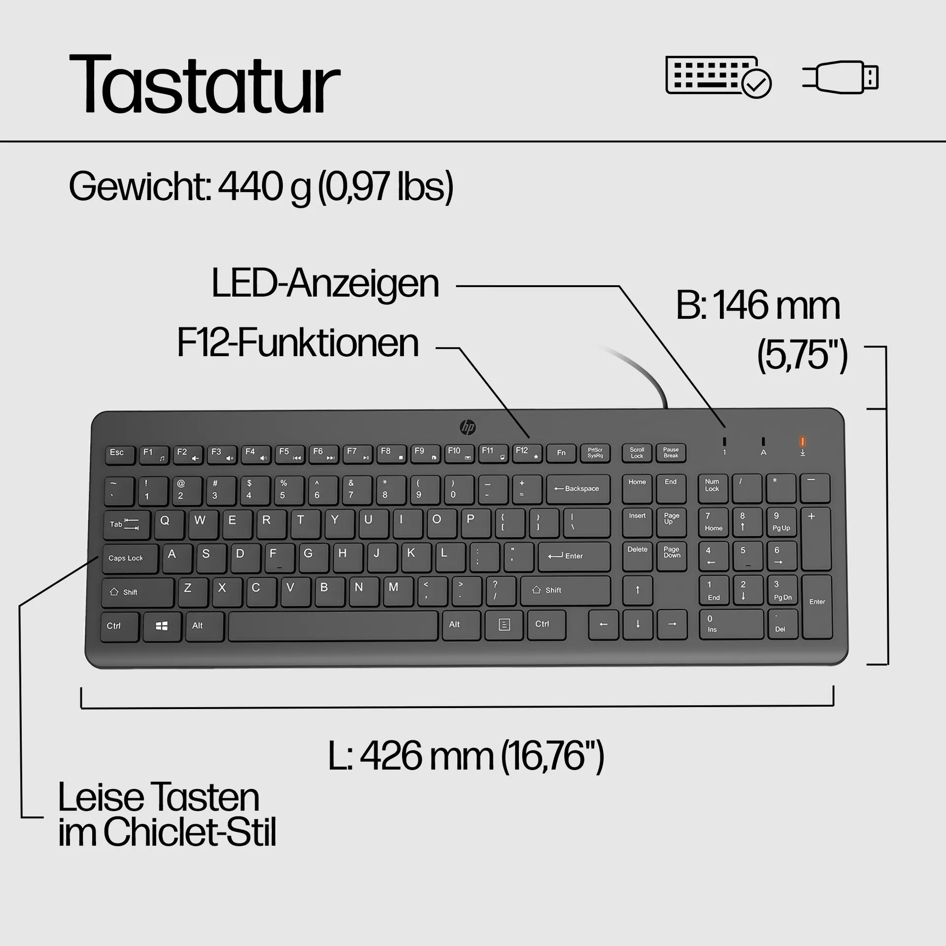HP 150 Maus und Tastatur (kabelgebunden) – Bild 3