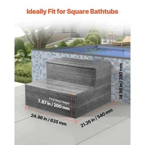 VEVOR Badewannenstufe Pooltreppe 2-stufige Außentreppe, 635 mm breite HIPS-Leiter für oberirdische/aufblasbare Pools mit 272,16 kg Tragkraft, vielseitig einsetzbar für Veranda Terrasse Wohnmobile – Bild 4