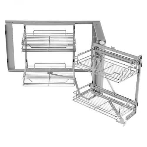 VEVOR Küchenschrank-Organizer mit 2 Ebenen & 4 Ablagen, Aufbewahrungskorb aus verchromtem Karbonstahl, Aufbewahrungs-Organizer, links und rechts zu öffnen, min. Türöffnungsbreite 60 cm – Bild 10