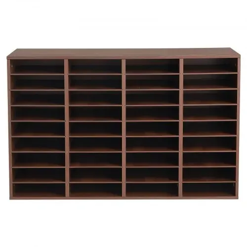VEVOR Dokumentenablage Holz Schreibtisch Organizer mit 36 Fächern Braun, Ablagefach für Standard-A4-Dokumente Akten & Papiere, mit Verstellbaren Einlegböden für Büro, Zuhause & Klassenzimmer, MDF – Bild 9
