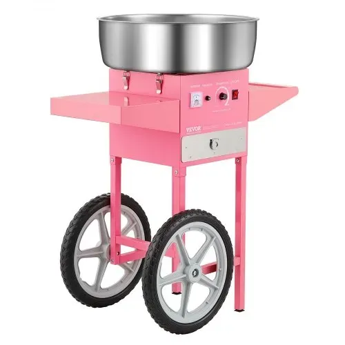 VEVOR elektrische Zuckerwattemaschine kommerzielle Zuckerwattegeräte mit Wagen (1000 W) mit 52 cm Edelstahlschüssel & Zuckerschaufel & Schublade, perfekt für Kindergeburtstage Familienfeiern Rosa – Bild 8