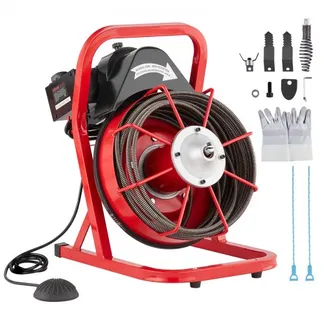 VEVOR Rohrreinigungsmaschine 50 FT x 3/8 Zoll, Kanalisationsspirale mit manueller Zuführung, 250 W elektrische Rohrreinigungsmaschine mit 4 Schneidern und luftaktiviertem Fußschalter für 2″ bis 4″ Rohre VEVOR Rohrreinigungsmaschine 50 FT x 3/8 Zoll, Kanalisationsspirale mit manueller Zuführung, 250 W elektrische Rohrreinigungsmaschine mit 4 Schneidern und luftaktiviertem Fußschalter für 2″ bis 4″ Rohre