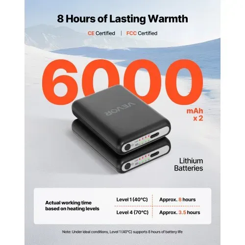VEVOR Beheizte Socken, 6000 mAh Akkubetrieben, Wiederaufladbare Heizsocken mit 4 Heizstufen und APP-Steuerung, 40–70 °C Fußwärmer für Outdoor, Angeln, Camping, Wandern, Unisex – Bild 4
