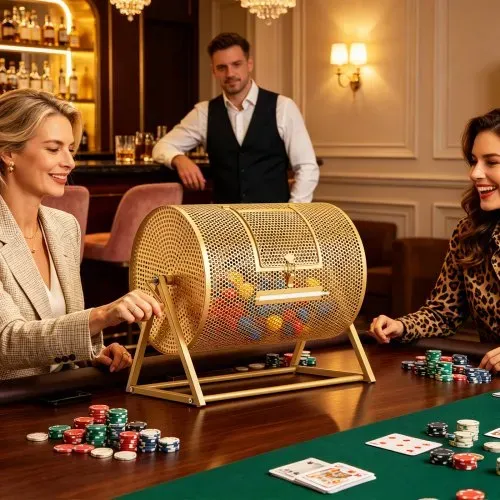 VEVOR Tombola Trommel, 410xØ302 mm, Lostrommel mit Fassungsvermögen von 5000 Lose oder 200 Lotteriebälle, Gewinnspieltrommel mit Kurbel & Dreiecksständer, für Veranstaltungen & Feiern, Gold – Bild 7