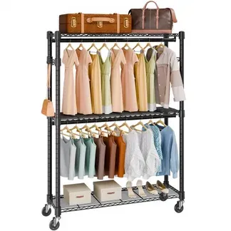 VEVOR 3-lagiger Rollbarer Kleiderständer Garderobenständer Kleiderstangen, 204 cm Höhe Stahl Kleiderständer 182 kg Belastbar, Strapazierfähig Ständer für Schlafzimmer, Wäscheraum, Ankleidezimmer usw. VEVOR 3-lagiger Rollbarer Kleiderständer Garderobenständer Kleiderstangen, 204 cm Höhe Stahl Kleiderständer 182 kg Belastbar, Strapazierfähig Ständer für Schlafzimmer, Wäscheraum, Ankleidezimmer usw.