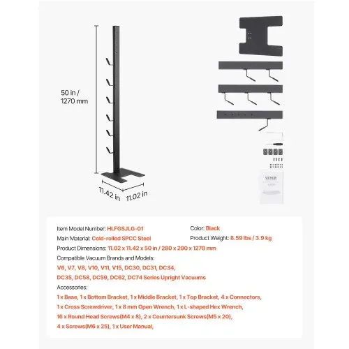 VEVOR Staubsaugerständer, kompatibel mit Dyson V6 V7 V8 V10 V11 V15, stabiler Staubsaugerständerhalter mit 6 Haken für Dyson DC30 DC31 DC34 DC35 DC58 DC59 DC62 D74 kabellose Staubsauger und Zubehör – Bild 5