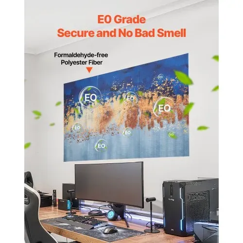 VEVOR 6er-Pack Akustikpaneele, 1800x1200x10 mm, Akustik Wandpaneele, selbstklebende dekorative Schalldämpfungs- & Absorptionsplatten für Zuhause, Büro, Studio, Spielzimmer, Theater, Gemälde – Bild 3